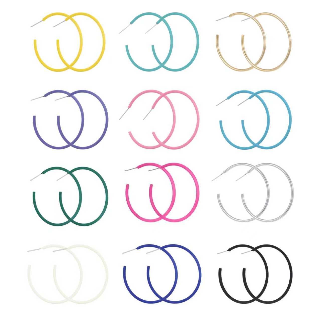 IPHTSKEU 12 Pairs Colorful Classic C Hoop Earrings for Women, 925 Sterling Silver Hypoallergenic Earrings Set, Multi-Color Everyday Dainty Jewelry
