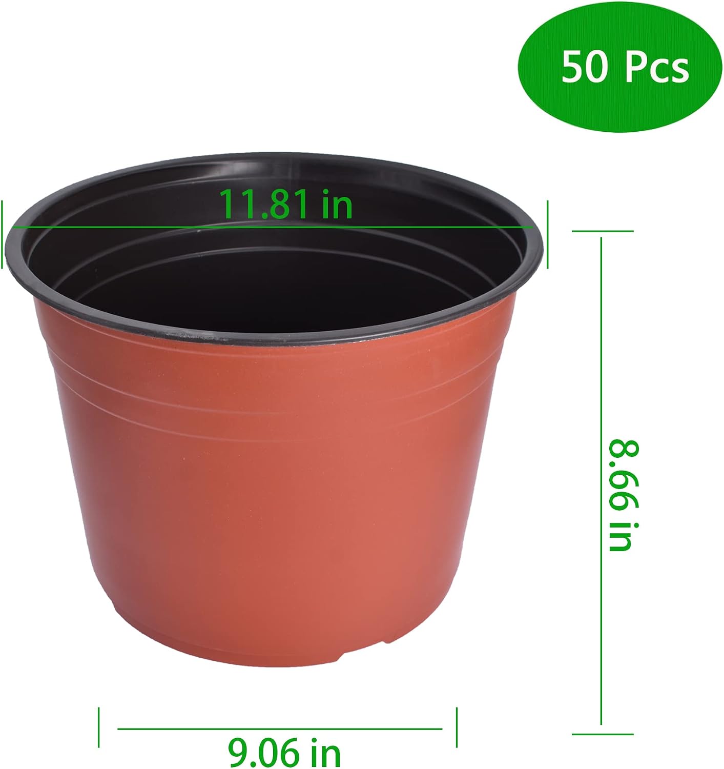 HOSTIC 11.8 Inch Nursery Pot Seedling Pot Plant Container Seed Starting Pots Multipurpose Plastic Pots 50 Packs