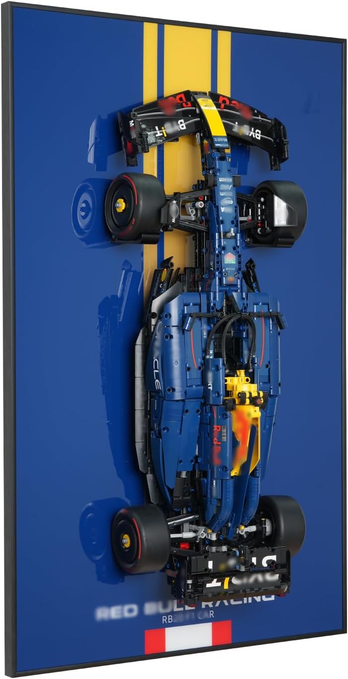(Similar to stock photo) Display Wall Mount Frame for Lego Technic Red Bull Race Car 42206 – Gift for Car Model Collectors, Transform Your Build into Wall Art in Office, Garage, or Display Room (Only Board, 32\"x20\") for 42206