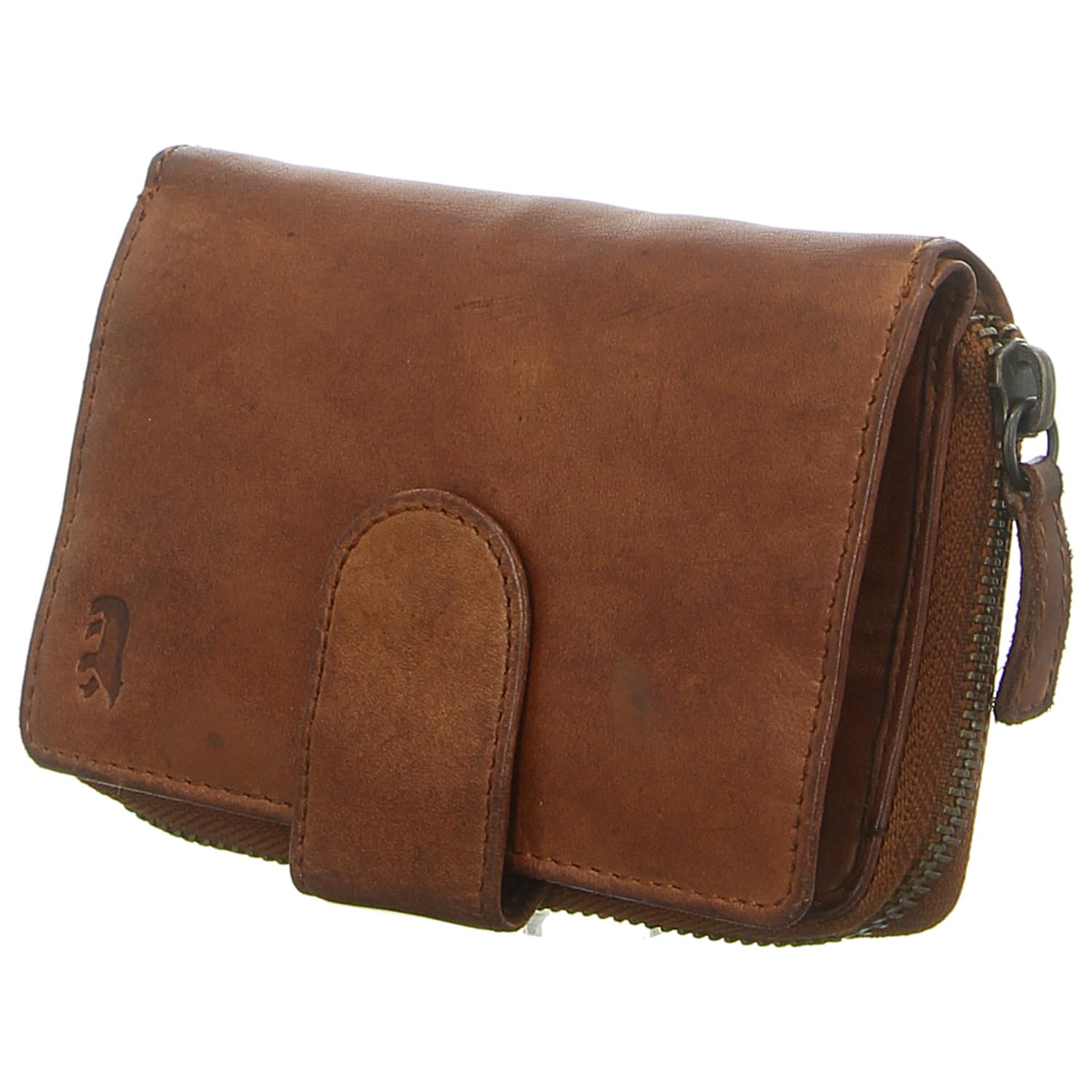 Bear Design Damen Geldbörse Leder Portemonnaie Geldbeutel 10 Kartenfächer Cognac