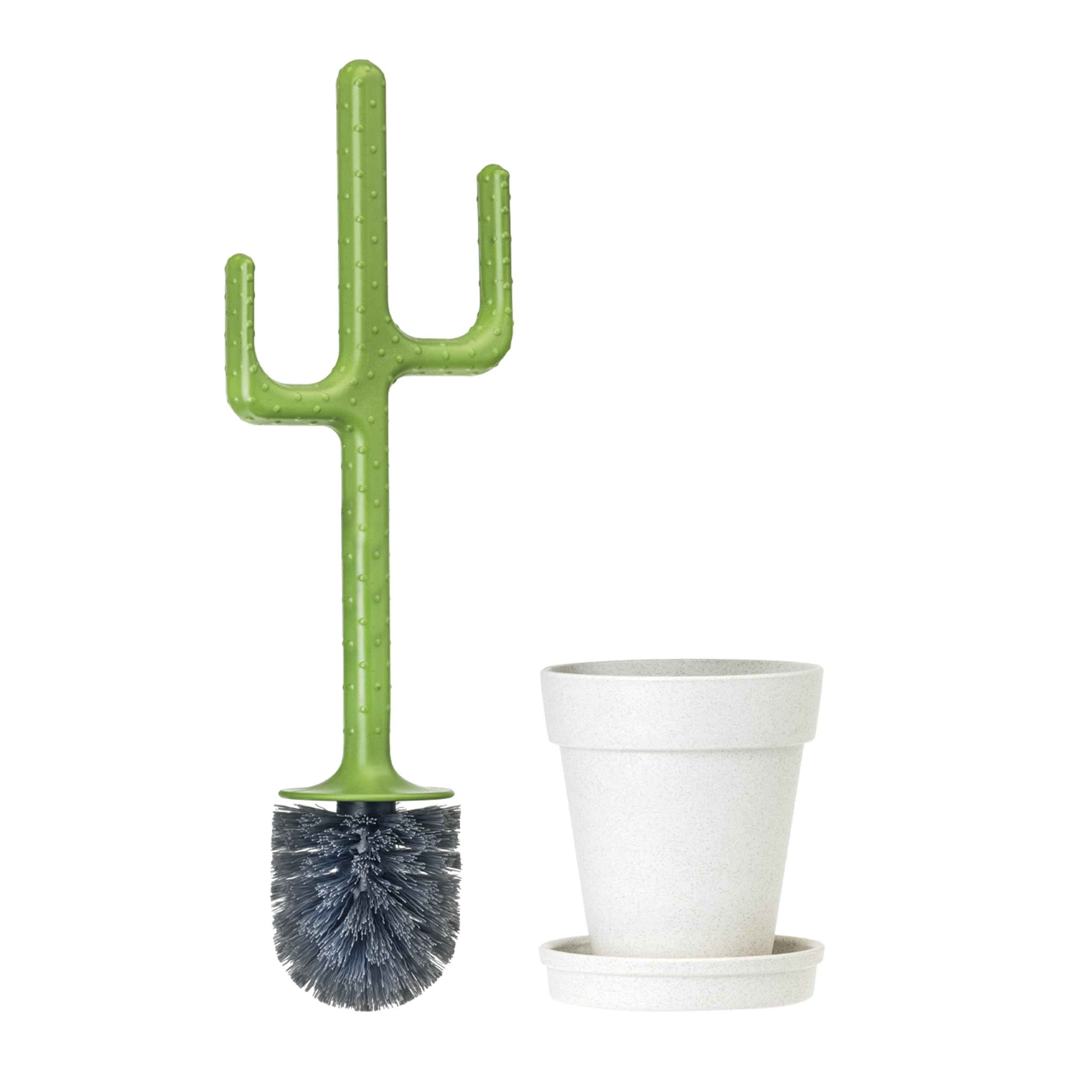 Cactus Toilet Brush Set, Toilet Brush and Holder Set with Cactus-Shaped Handle, Planter Base and Saucer for Bathroom, Home Cleaning Essentials