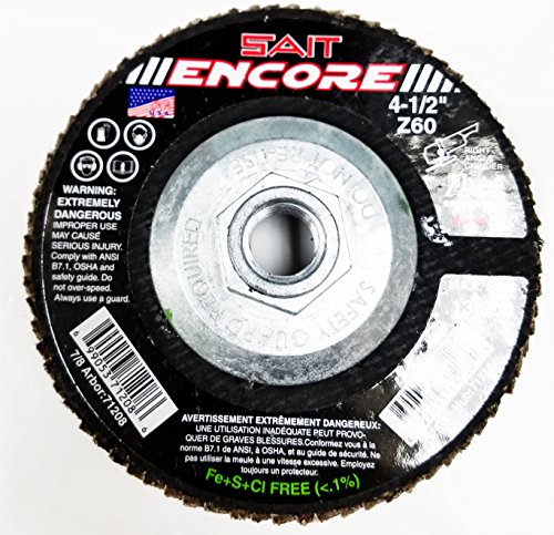 United Abrasives SAIT 71218 4-1/2x5/8-11 Encore Type 27 General Purpose with Hub Zirconium Flap Discs 60 Grit, 10 pack