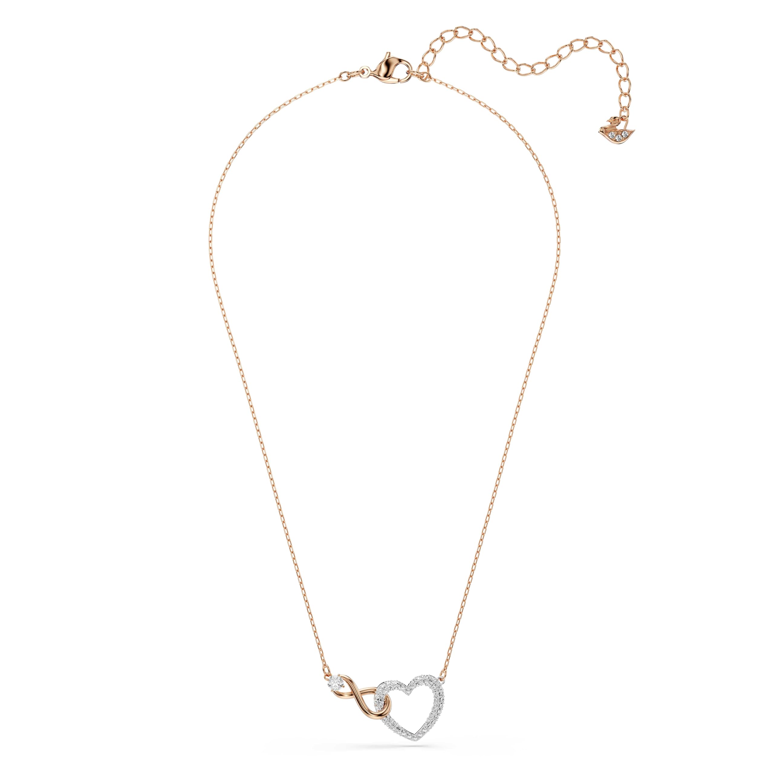 Swarovski Naszyjnik Swarovski Infinity, Nieskończoność i serce, Biały, Wykończenie z różnobarwnych metali