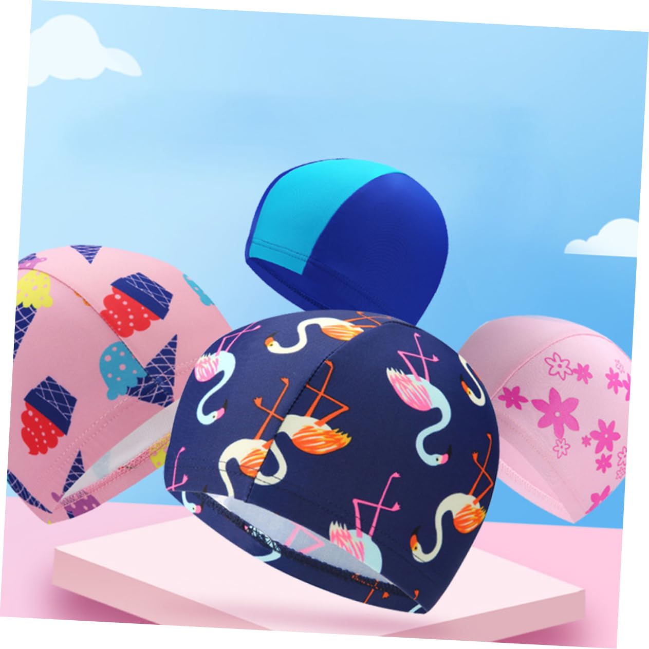 VANZACK 12piezas Gorro De Natación Infantil De Estilo Cartoon Set De Gorro Elástico y Cómodo para Niño Niña y Niñas para Piscina y Actividades Acuáticas