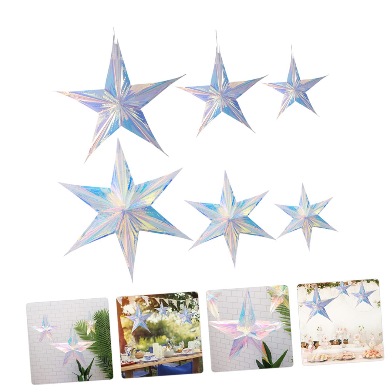 PRETYZOOM 12 Pz ciondolo decorativo stella glitterata ciondolo natalizio decorazioni natalizie per albero addobbi natalizi per albero ornamento da appendere per feste forniture per feste pvc