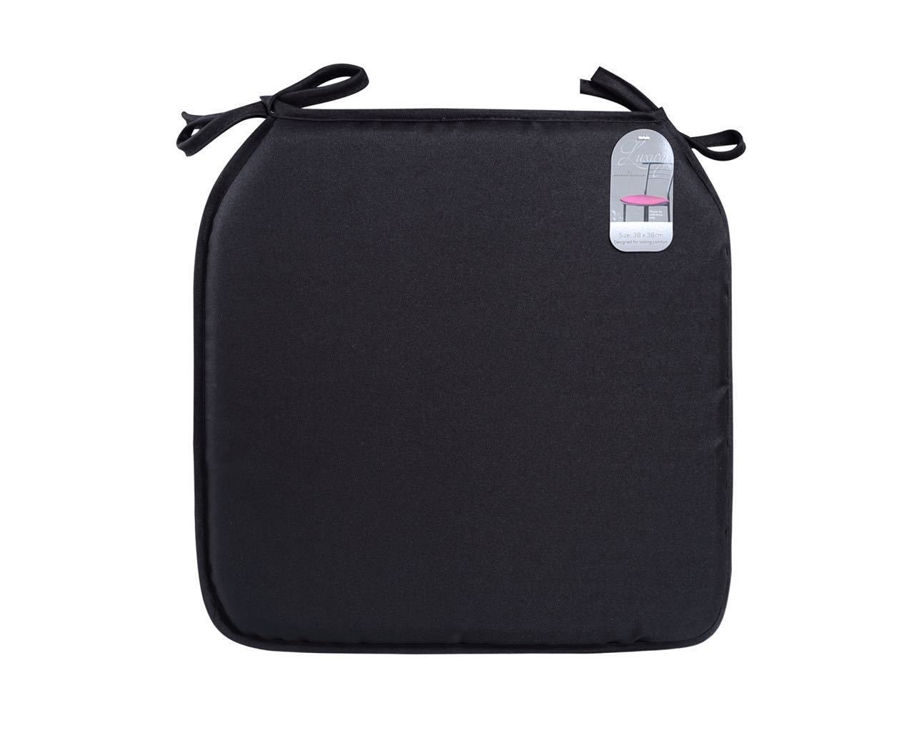 Chair/Seat Pads with Ties for Garden Kitchen Dinning Office Home Outdoor (Black, 1 Piece)