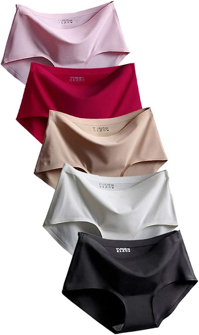 Womens Seamless Panties Ice Silk Hipster Underwear Breathable Briefs Pack of 5