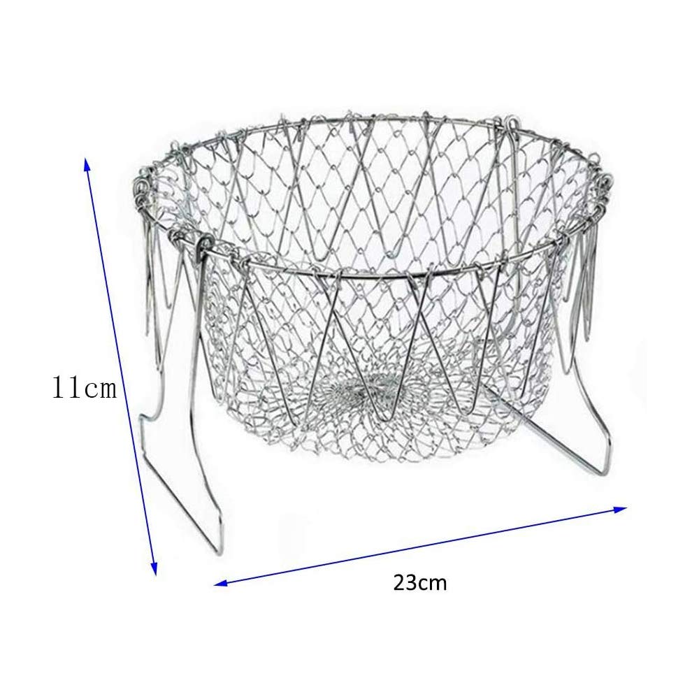 Cestello Pieghevole Per Friggere - Acciaio Inox - Colino Multiuso Per Cucina - Per Patatine, Verdure E Frutta