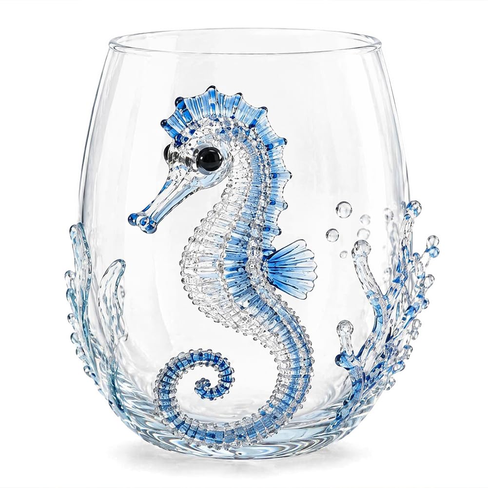 3D Ocean Themed Stemless Glassware Handcrafted Marine Animal Bar Glasses