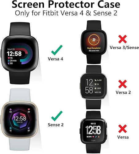 Miniatura 2 de Tobfit Funda rígida de policarbonato para Fitbit Versa 4, Fitbit Sense 2, protector de pantalla de vidrio templado integrado, funda protectora