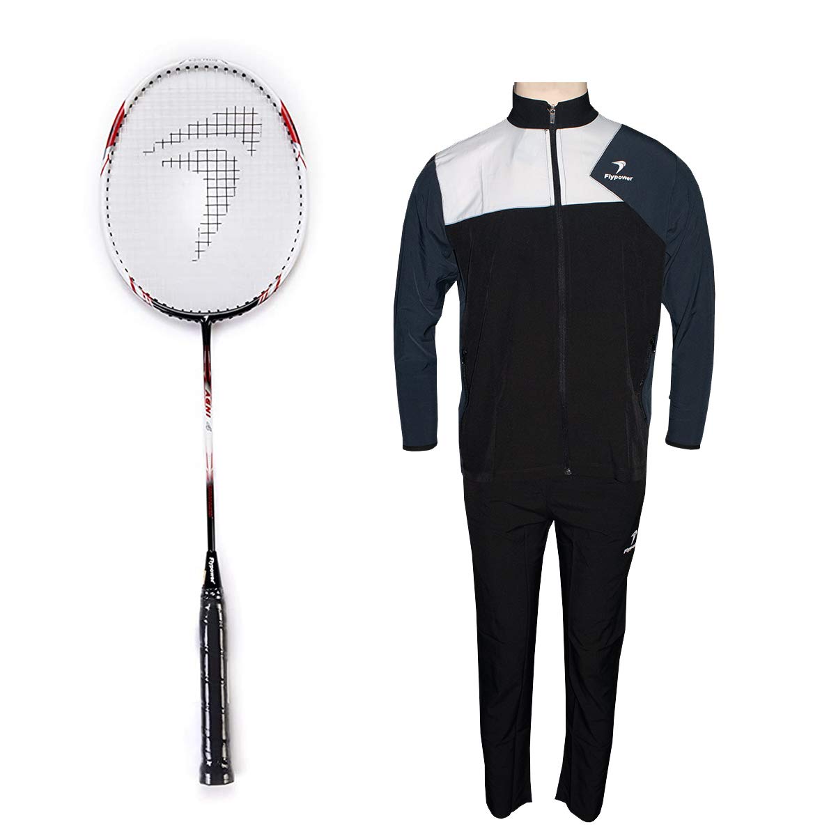 FLYPOWER BADMINTON RACKET AGNI 4 WITH TRACKSUIT FLY MARATHON WHITE BLACK SIZE XL-image-41