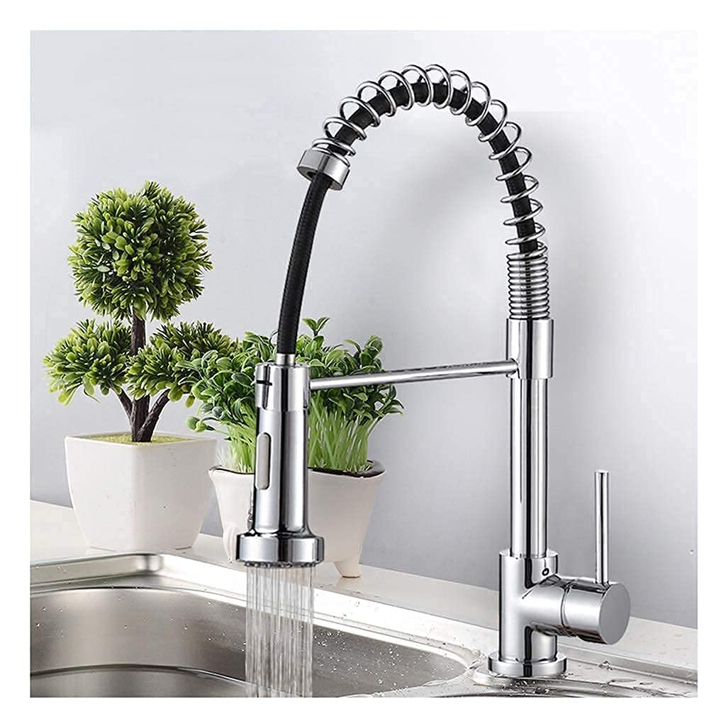 Robinet de cuisine en acier inoxydable à poignée unique pour eau chaude et froide