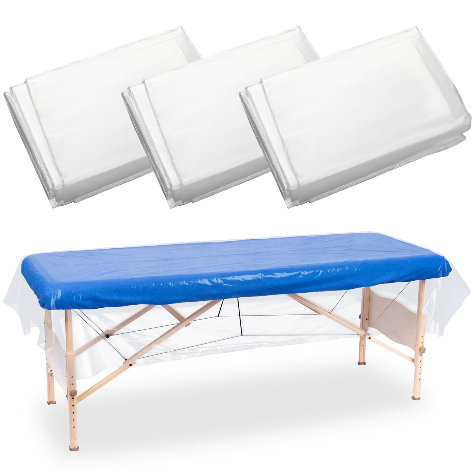 Photo 1 of EBOOT 50pcs 47" x 90" Disposable Plastic Massage Table Sheets Massage Treatment Bed Cover Transparent Beauty Bed Waterproof Film Couch for Tattoo Beauty Chair Sofa Spa Beds Furniture Supplies