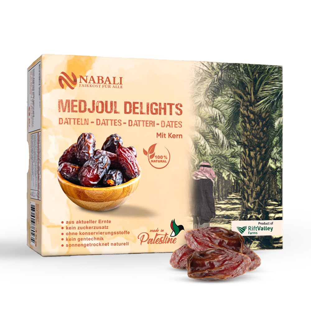 NABALI FAIRKOST Medjoul Dates Delight de Jordania I 100% natural aromático oriental y vegano I Dátiles medjool sin conservantes miel dulce y caramelo (1 kg)