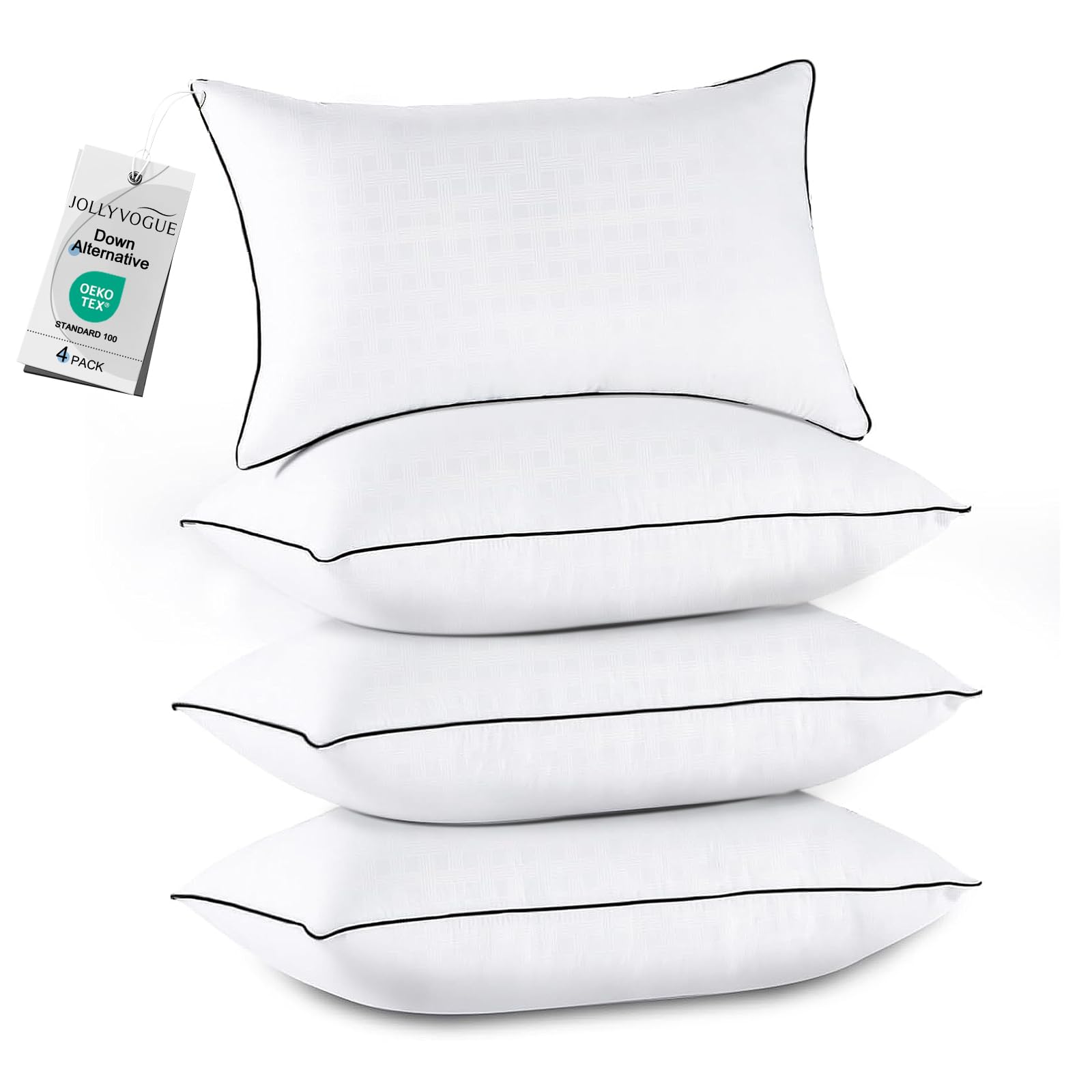 JOLLYVOGUE King Size Pillows Set of 4 Collection Bed Pillows for Sleeping Hotel Quality Pillows for Side Back