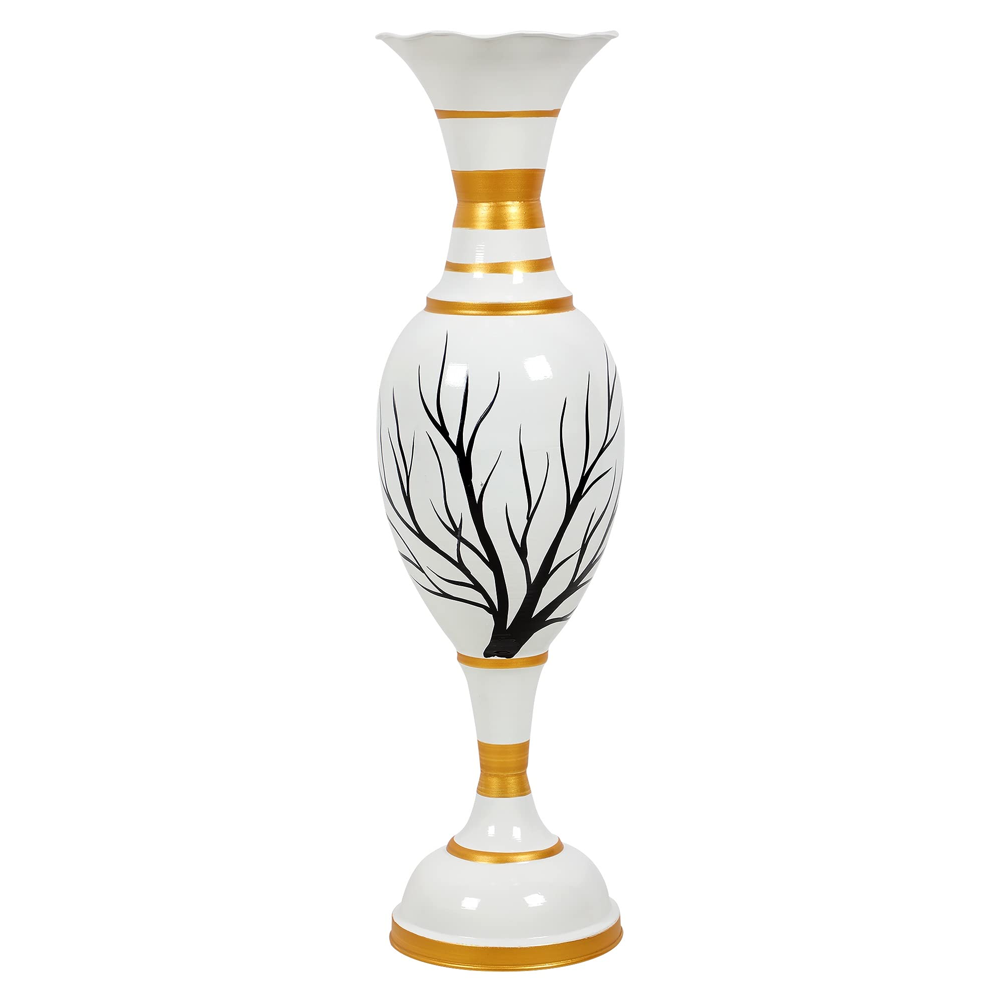 INDOHOMES Big Flower Vase for Living Room Corner Big Size Tall Metal Home Decor Item for Floor and Room- Large and Long Vase/Pot (25 Inches- White) Pack of 1-image-32