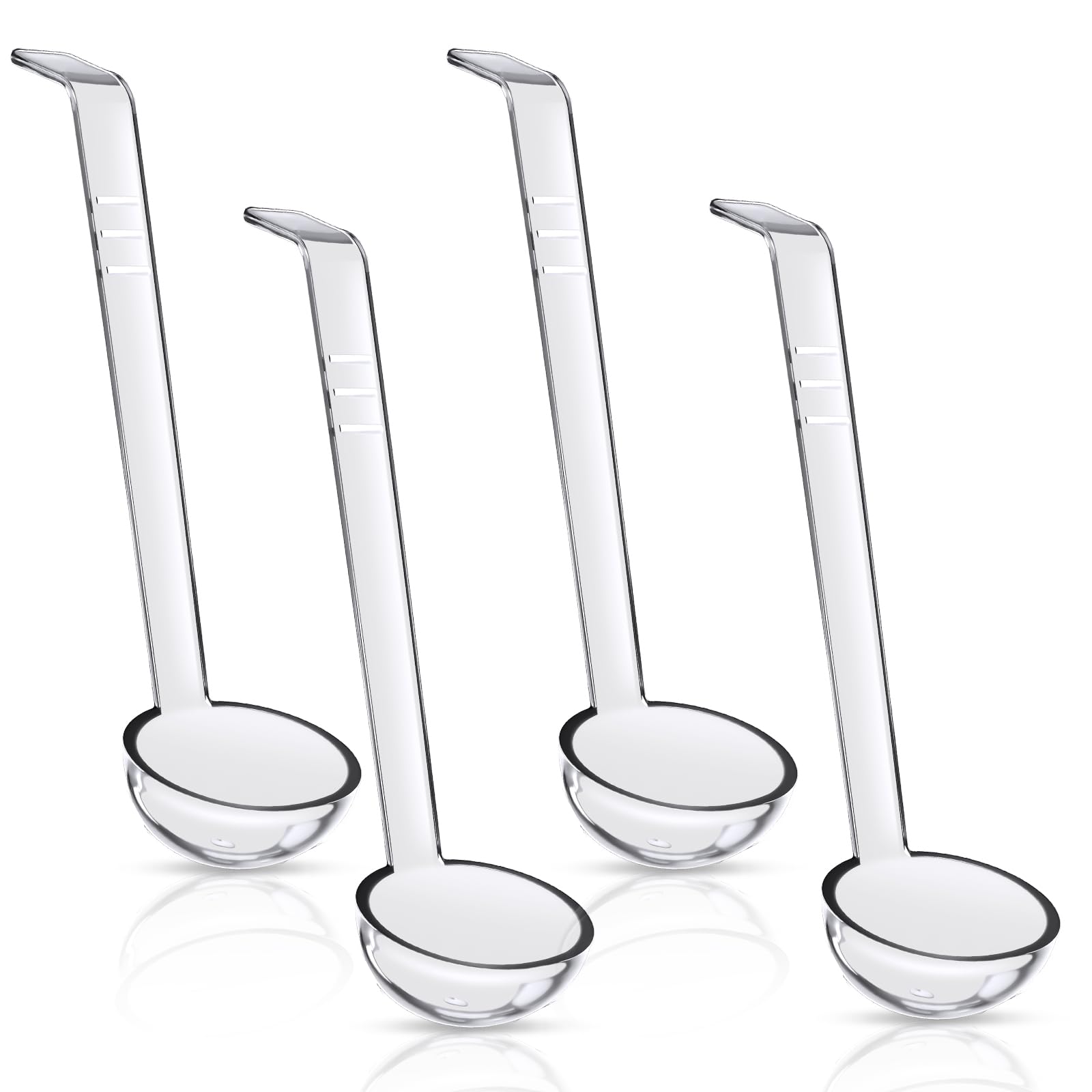 Ptwola 4 Pcs Clear Punch Ladle Small Long Handle Ladle Plastic Mini Serving Spoon for Condiments Sauce Gravy Ketchup Jam Cocktails Ingredients ruit Juices Cocktail Party Catering Banquets Catering