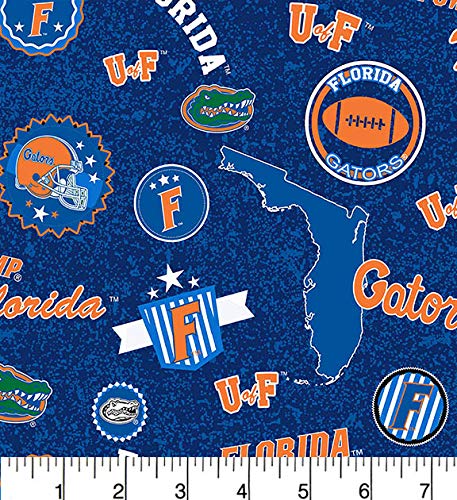 University of Florida Cotton Fabric Home State Design-Newest Pattern-Sold by The Yard-SYKEL NCAA Cotton Fabric