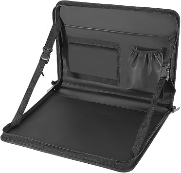 Steering Wheel Eating Tray, 3 in 1 Adjustable Seat Back Headrest Table, Multifunctional Steering Wheel Office Bag, Suitable for Kids, Commuters, Family Black