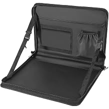 Steering Wheel Eating Tray, 3 in 1 Adjustable Seat Back Headrest Table, Multifunctional Steering Wheel Office Bag, Suitable for Kids, Commuters, Family Black