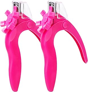 WOSO 2 Pieces Acrylic Nail Clipper Tip Cutter Gel False Fake Nail Clipper Adjustable Stainless Steel Nail Cuticle Edge Trimmer Nail Manicure Tools (Pink)