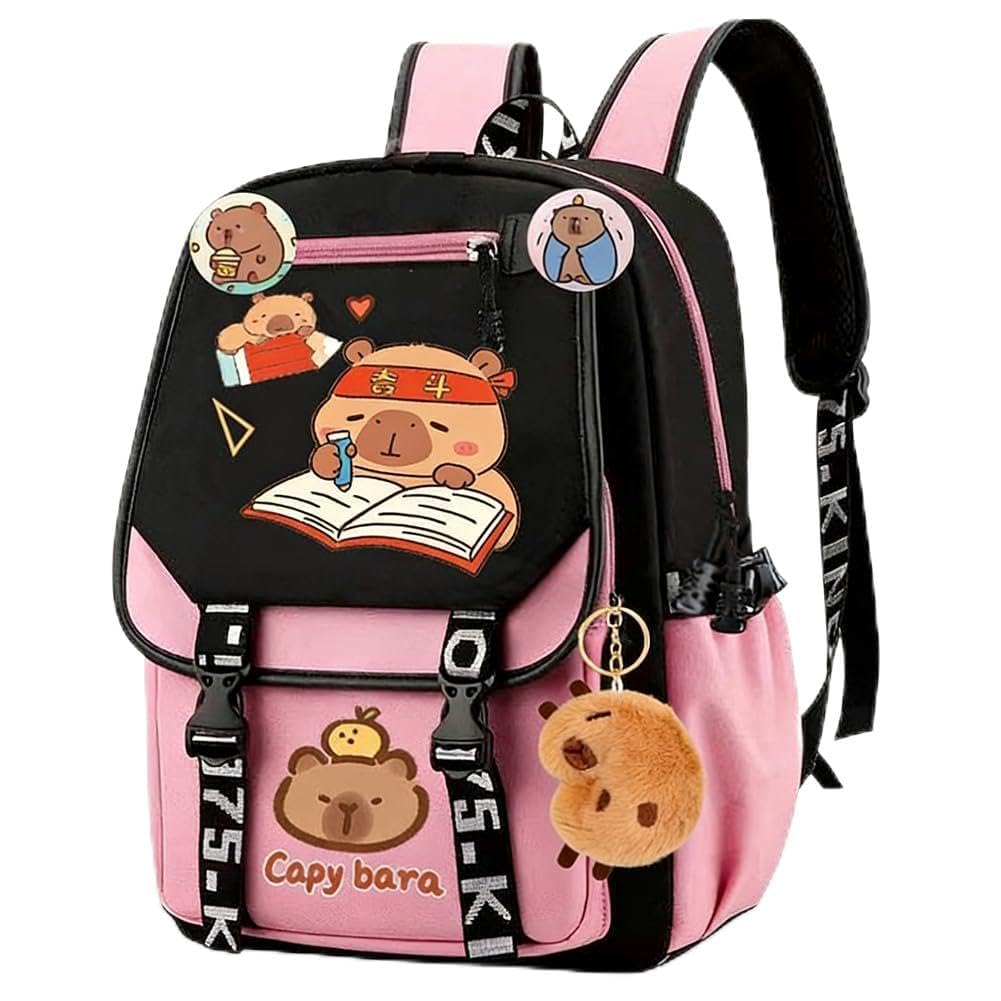 Mifklmv Boys Brown Capybara Backpack Children's School Bookbag Travel Rucksack Capybara School Baglarge Capacity Travel Rucksack Student School Bookbag For Kids Girls-B