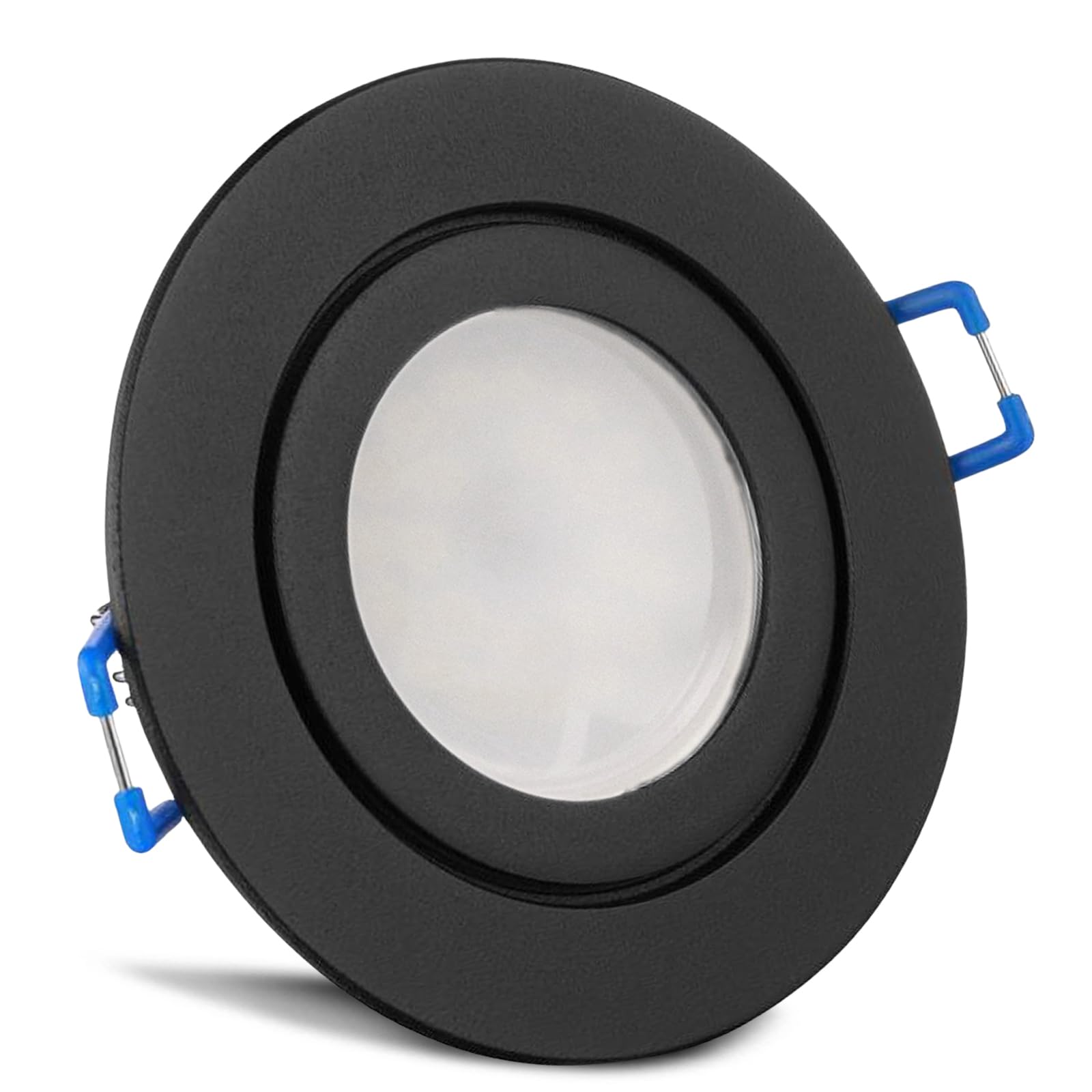 trendlights24 Mare LED Decken Einbaustrahler IP44 flach dimmbar 5W 5er Set | Schwarz, rund, ultra flach, Einbautiefe 35 mm, 230V, LED Spots, Neutralweiß, 4000k, austauschbar, Feuchtraum, Bad, außen