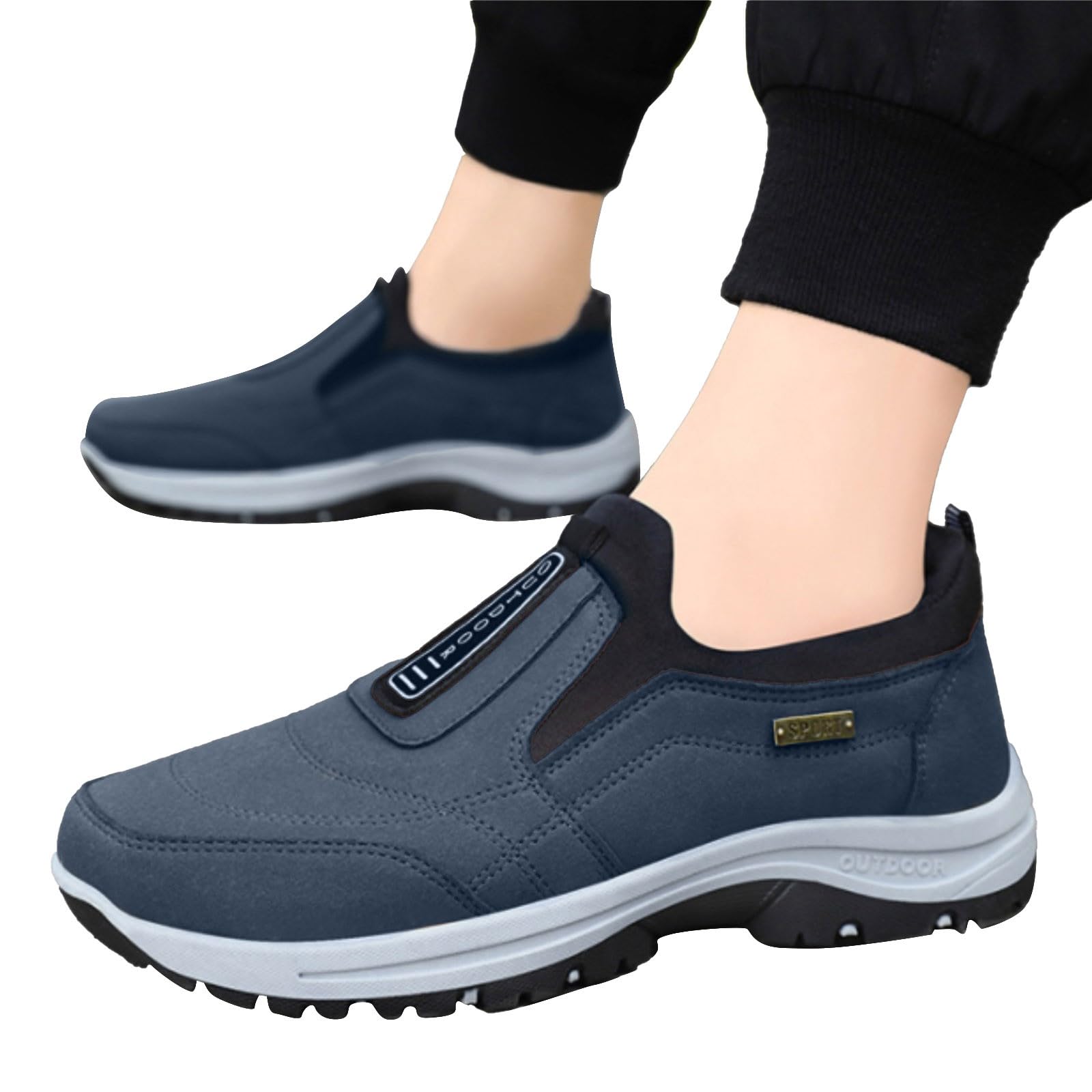 Zapatos de Senderismo sin Cordones para Hombre, Impermeables Antideslizantes