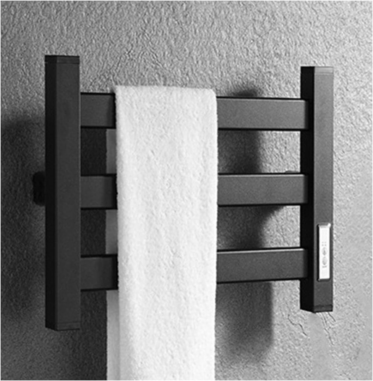 Toallero calefactable de secado rápido con aluminio negro para colgar mantas y ropa de baño 1