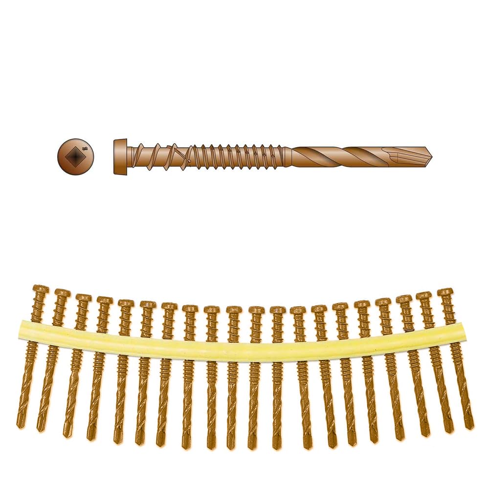 Simpson Strong-Tie DCSD238STN01 Deck-Drive DCSD Composite-to-Steel Screw (Collated) - #10 x 2-3/8 in., #2 Square Undersized Drive, Cap Head, Pilot