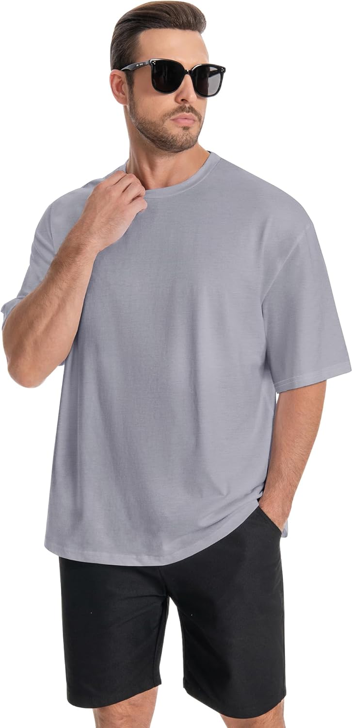 rosemia Oversized Tshirts for Men Crewneck Graphic Tees Basic Short Sleeve Loose Fit Tops - Image 3