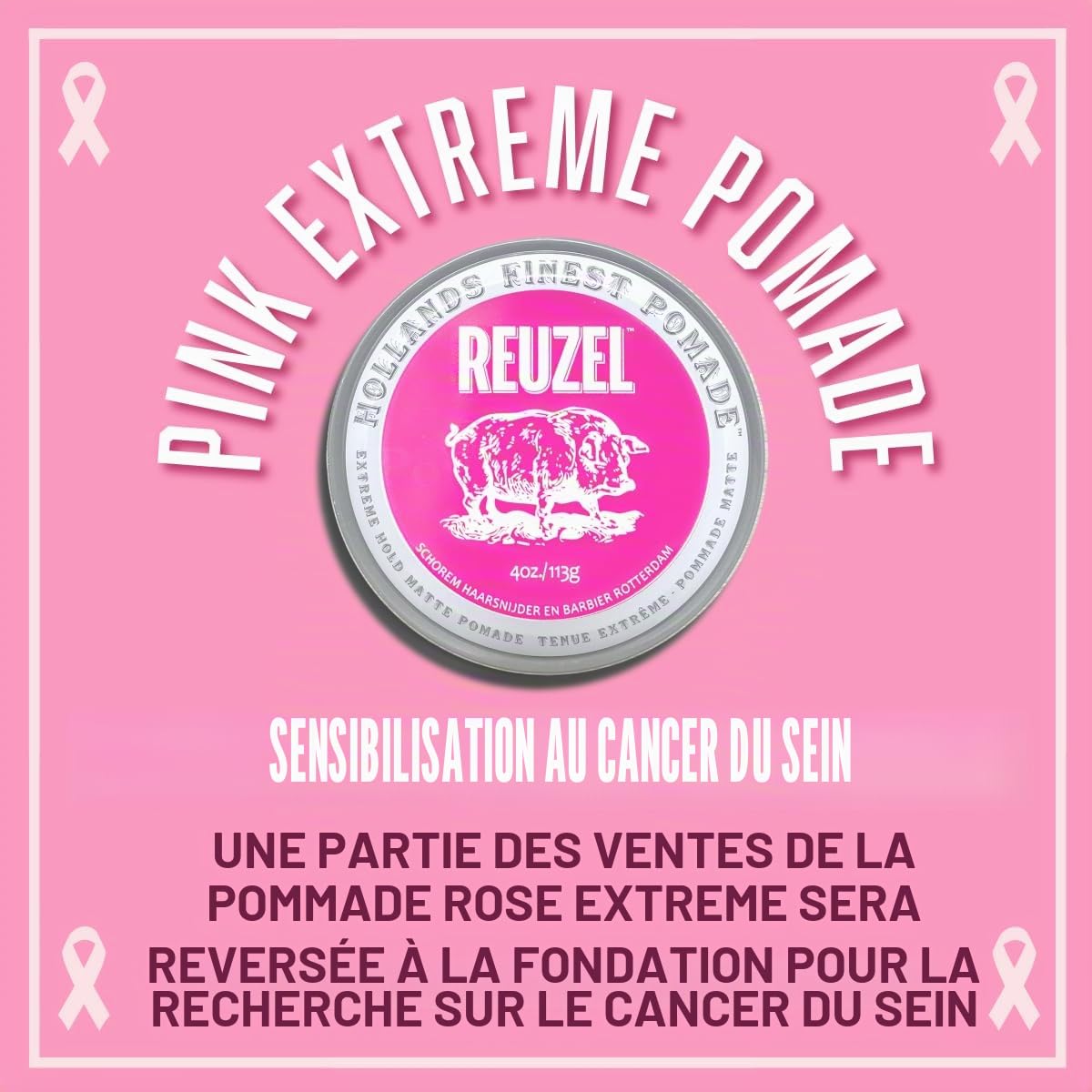REUZEL Pink Extreme Hold - Pommade mate - Tenue longue durée toute la journée - Coiffage hydrosoluble - Sans brillance ni flake - Facile à laver - Pour tous les styles de cheveux - 113 g