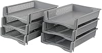 Vista 6 de Paquete de 6 bandejas apilables de plástico gris para cartas, bandejas apilables para documentos