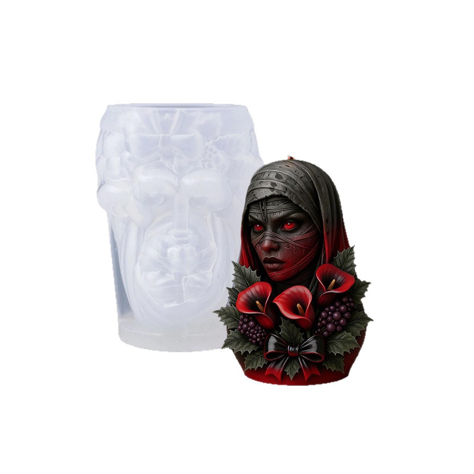 NVOQILIN Premium Silicone Mold for Making Punk Styles Easy to Clean and Demold DIYer Sculptural Candlewax Cast Unique Face Sculpture Cast