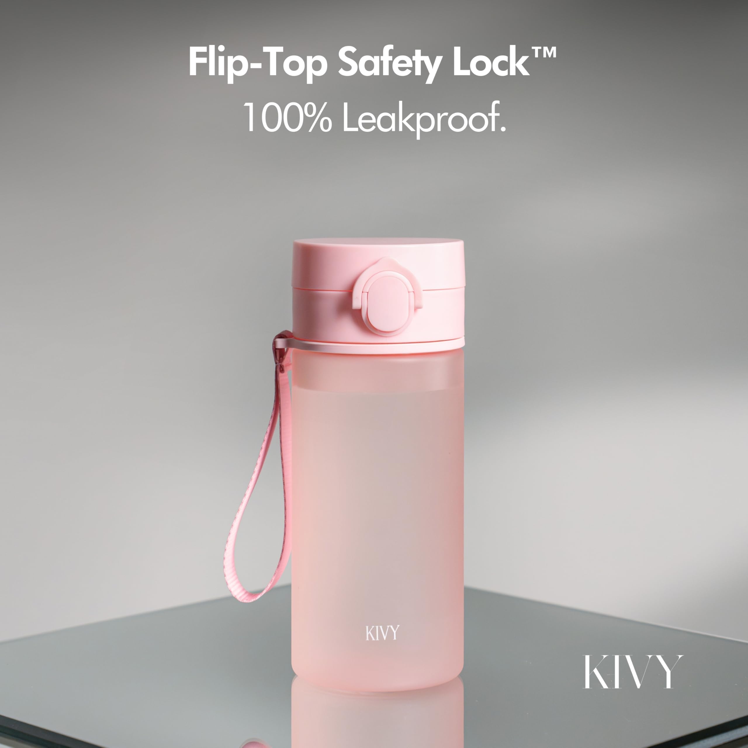 KIVY Botella de Agua Tritan 650ml [CON TAPA ABATIBLE] - Water Bottle para Niños & Adultos - Sin BPA - Garrafa Apto Lavavajillas - Cantimplora para Gimnasio, Deportiva, Oficina y Escuela - Verde — view 64