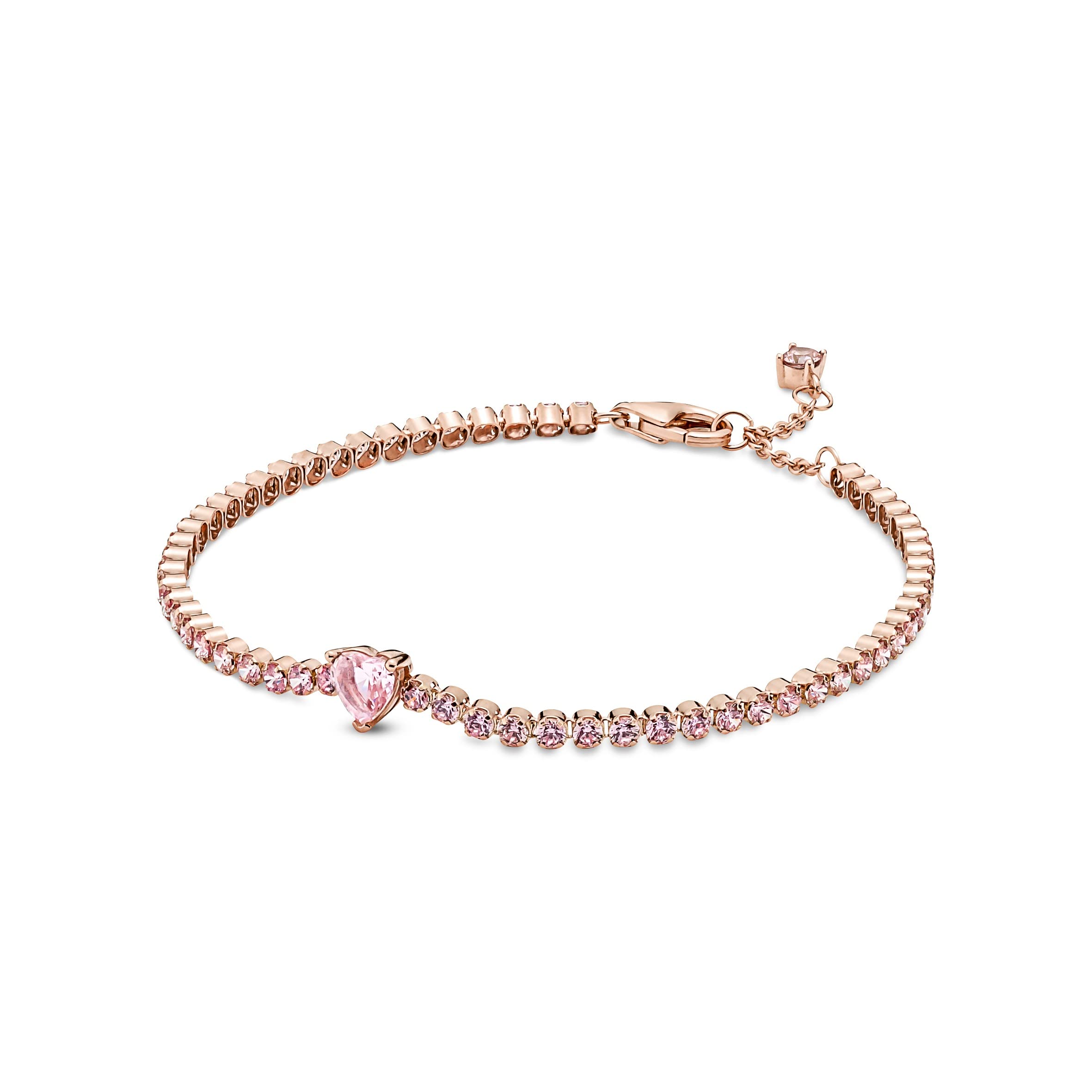 Amazon.co.jp: Pandora スパークリングハートテニスブレスレット - 14K