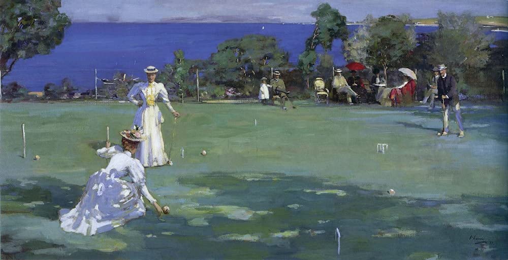 EQVRDCUW Famous Artwork Wall Art HD Art Print Poster il Croquet Party John Lavery Vintage Art Print for Hallway Decor 60x90cm
