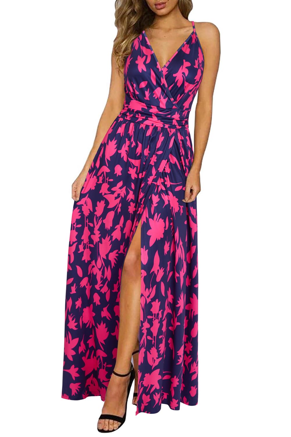Newshows Women's 2026 Lightweight Summer Wedding Guest Beach Vacation Casual V Neck Split Flowy Maxi Dress
