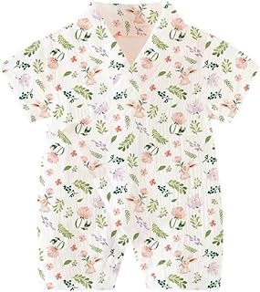[Baby koi] ベビー服新生児赤ちゃん和服浴衣ロンパースガーゼ半袖夏服カバーオール男の子女の子月齢フォト用出産準備