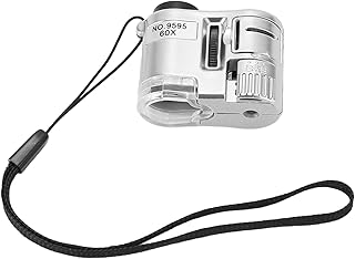 LED Magnifier, 60X Mini Pocket Magnifier with LED Light, Portable Microscope with UV Currency Detecting Lamp for Money Jewelry