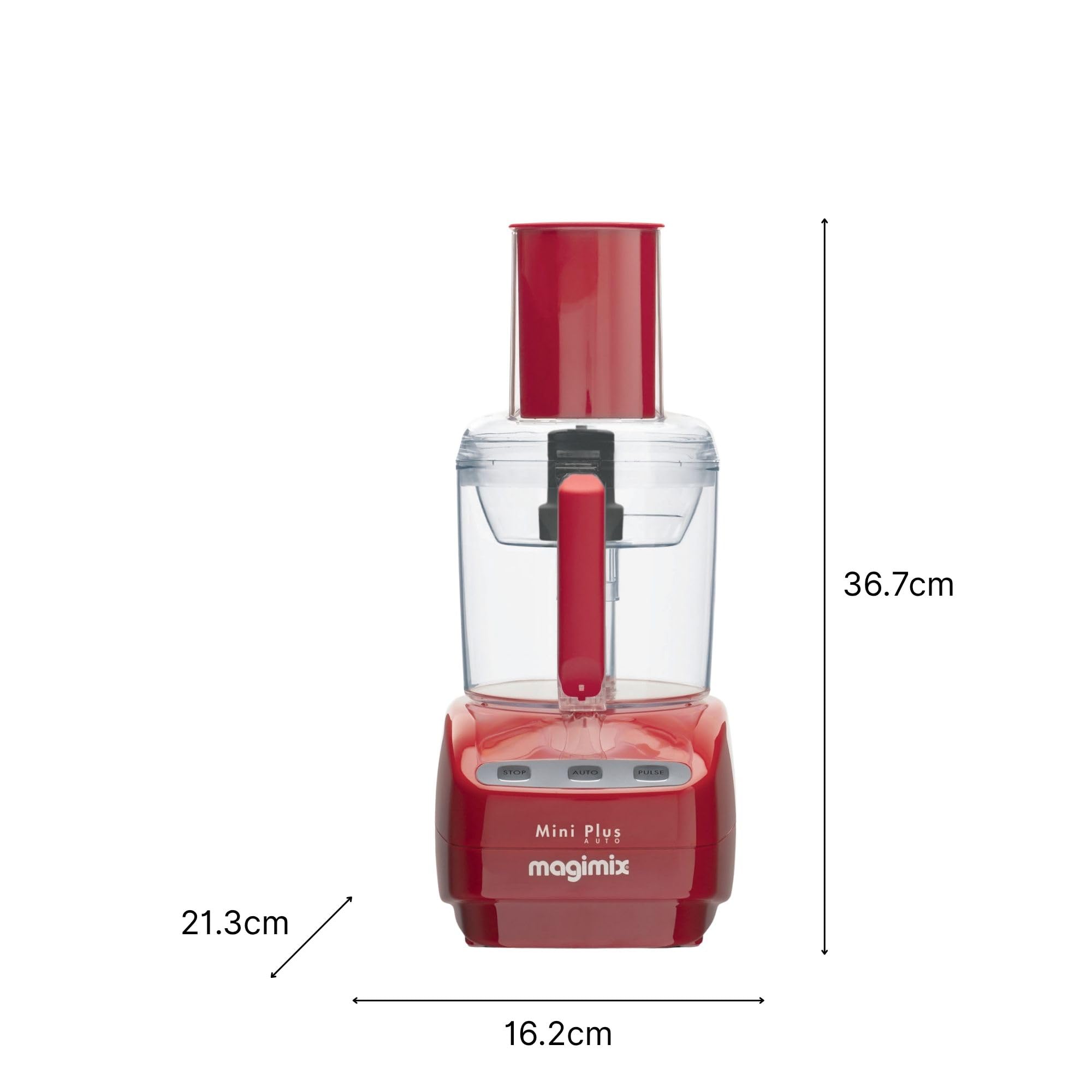 magimix Küchenmaschine – Kompakte 400W Multifunktions-Küchenmaschine mit 2 Schüsseln (1,7L & 0,5L), Edelstahlmesser, Reibe- & Schneidescheiben, Mixerfunktion, Rot