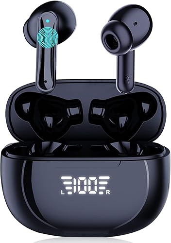 Auriculares Bluetooth inalámbricos 52 horas de reproducción y pantalla de alimentación LED auriculares estéreo impermeables IPX5 auriculares con