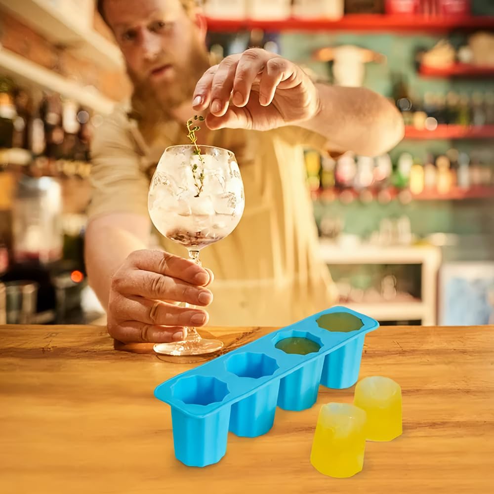 Moule à glaçons en silicone à 4 cavités pour glaçons cylindriques réutilisables, idéal pour whisky, cocktails, café, facile à utiliser et à nettoyer, matériau sans BPA
