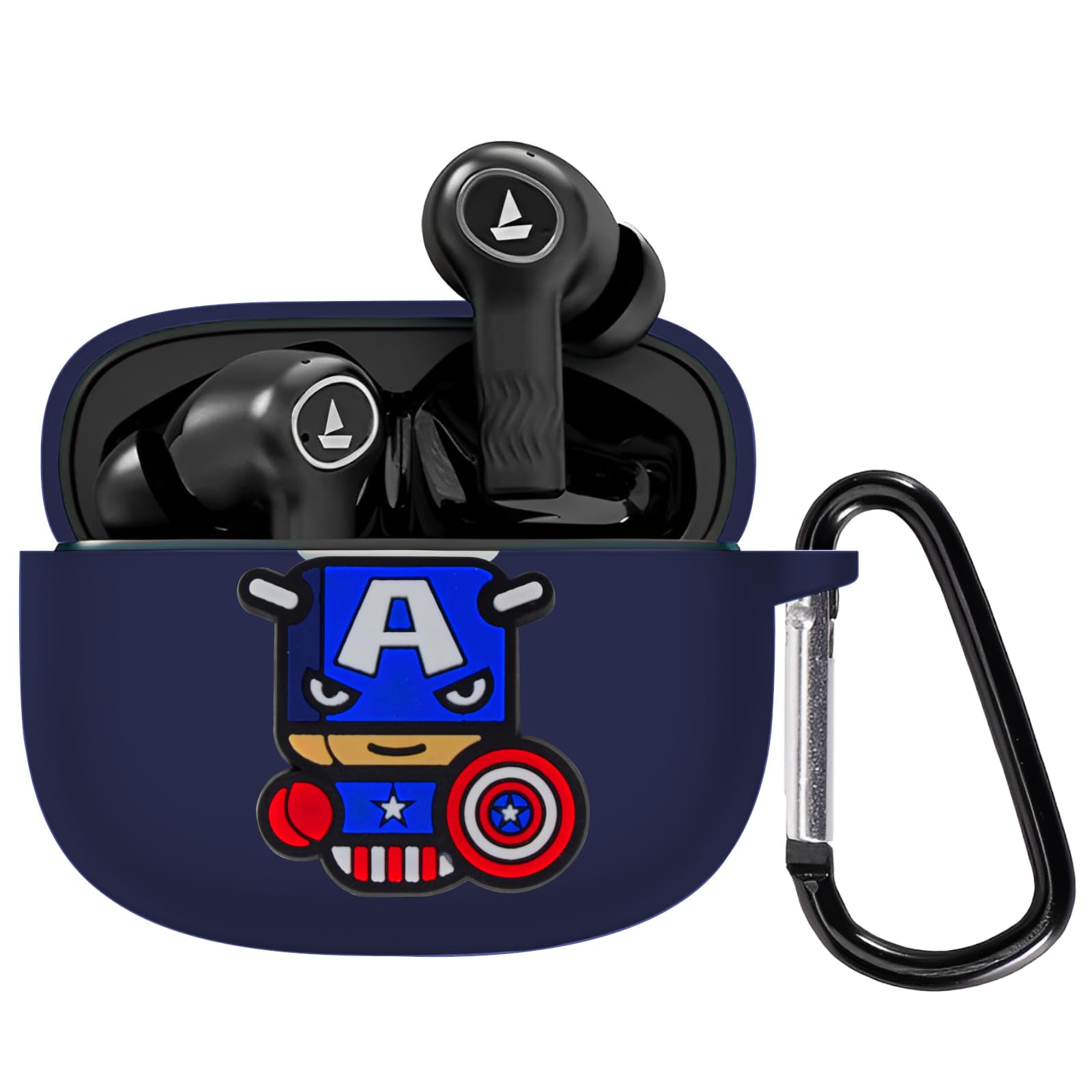 Latali New Silicone Case Compatible with Boat Nirvana ion Protective Soft Silicone 360° Full Protection Dust-Proof Shockproof Case Cover with Hook (Cover Only) (Captain-America)-image-22