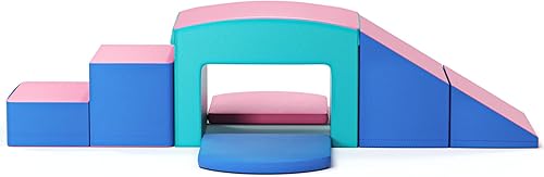 Bloques de escalada de espuma para niños pequeños, 6 piezas de juguetes de escalada suaves, juego de espuma para gatear y escalar con túnel, patio