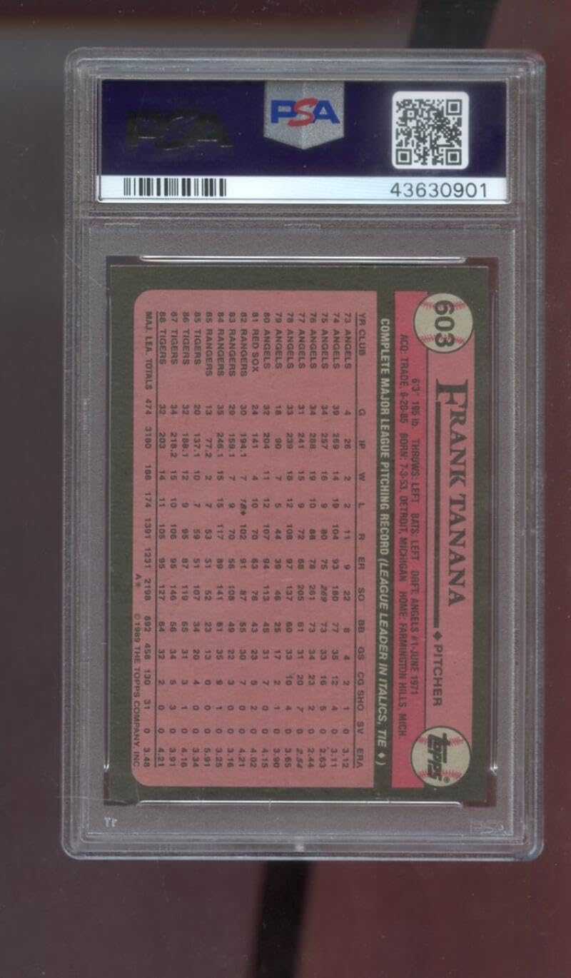 1989 Topps #603 Frank Tanana John 14:6 AUTO SIGNED Autograph Autographed Card PSA PSA/DNA Baseball MLB COA Detroit Tigers