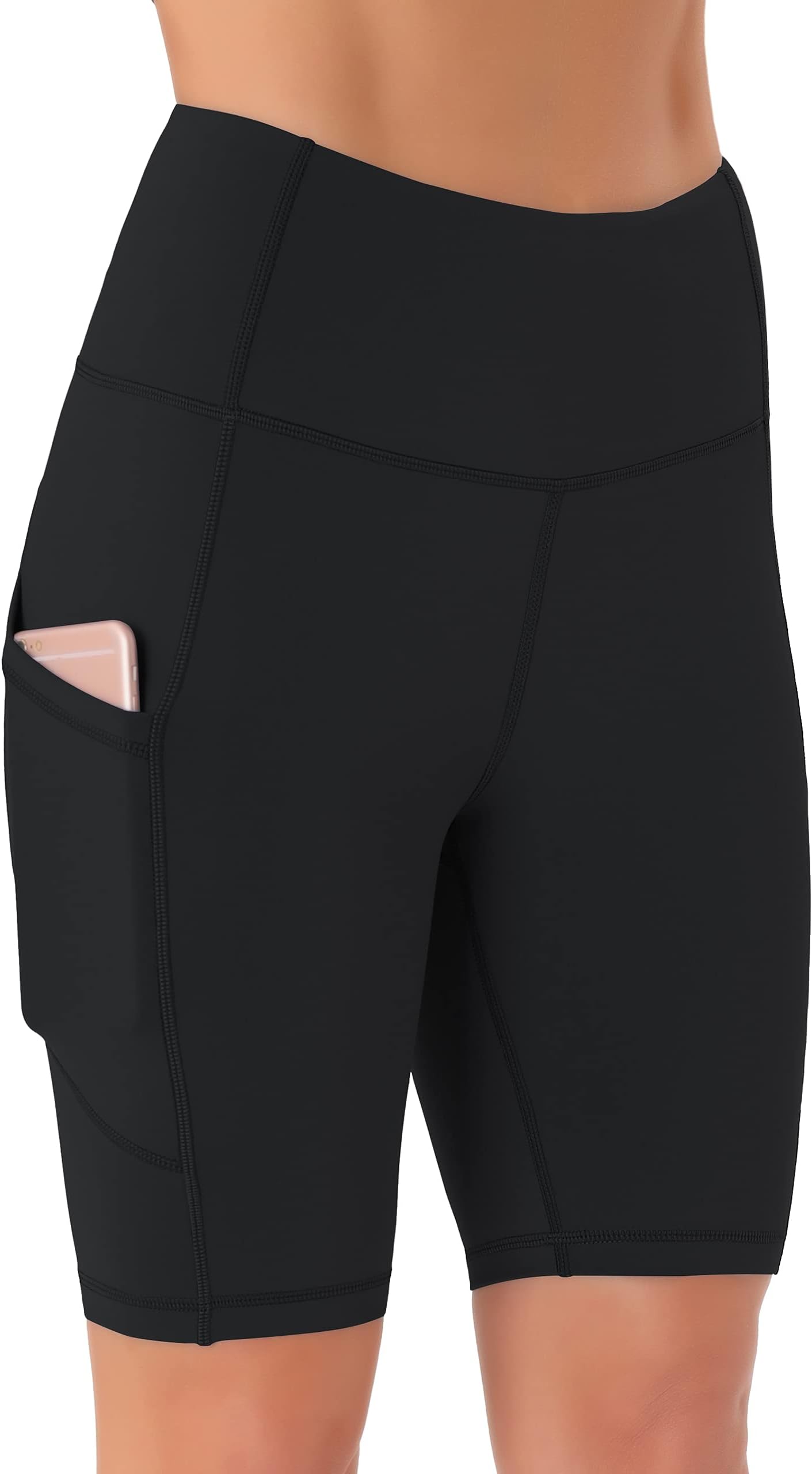 AFITNE Women’s High Waist Biker Shorts with Pockets, Tummy Control Non See -Through Athletic Workout Running Yoga Shorts