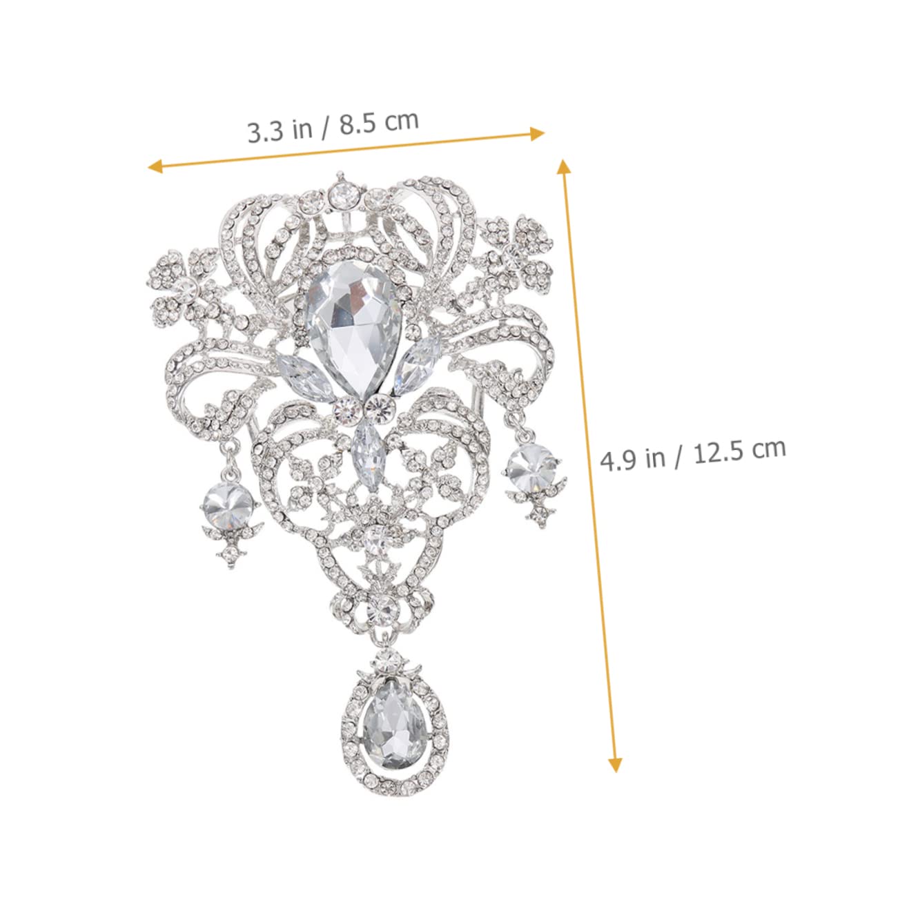 BESTYASH broche de diamantes de imitación broche de flor de pedrería brillante ramo de novia joya decoración de alfiler para mujer alfileres de ramo aleación Silver