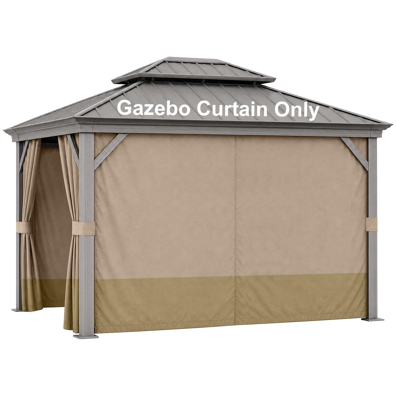 BPS 10' x 10' Gazebo Privacy Curtains with Double Zipper, 4-Panels Side Wall Universal Gazebo Side Panels Replacement for Patio, Outdoor Canopy, Garden and Backyard (Curtain Only)