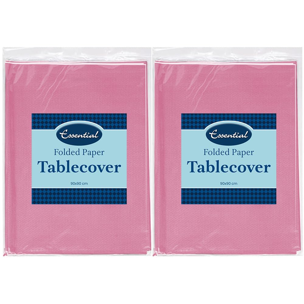 Venuscello 4 x Fuchsia Paper Table Cover Cloths, 90cm x 90cm Square, Disposable, Folded, for Birthday Party โ image 1